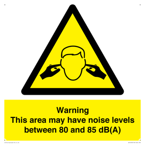Warning Noise Levels in this area between 80 and 85 dB